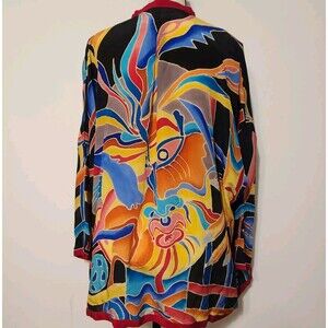 Vintage DEEVA 100% Silk Batik Dragon Top